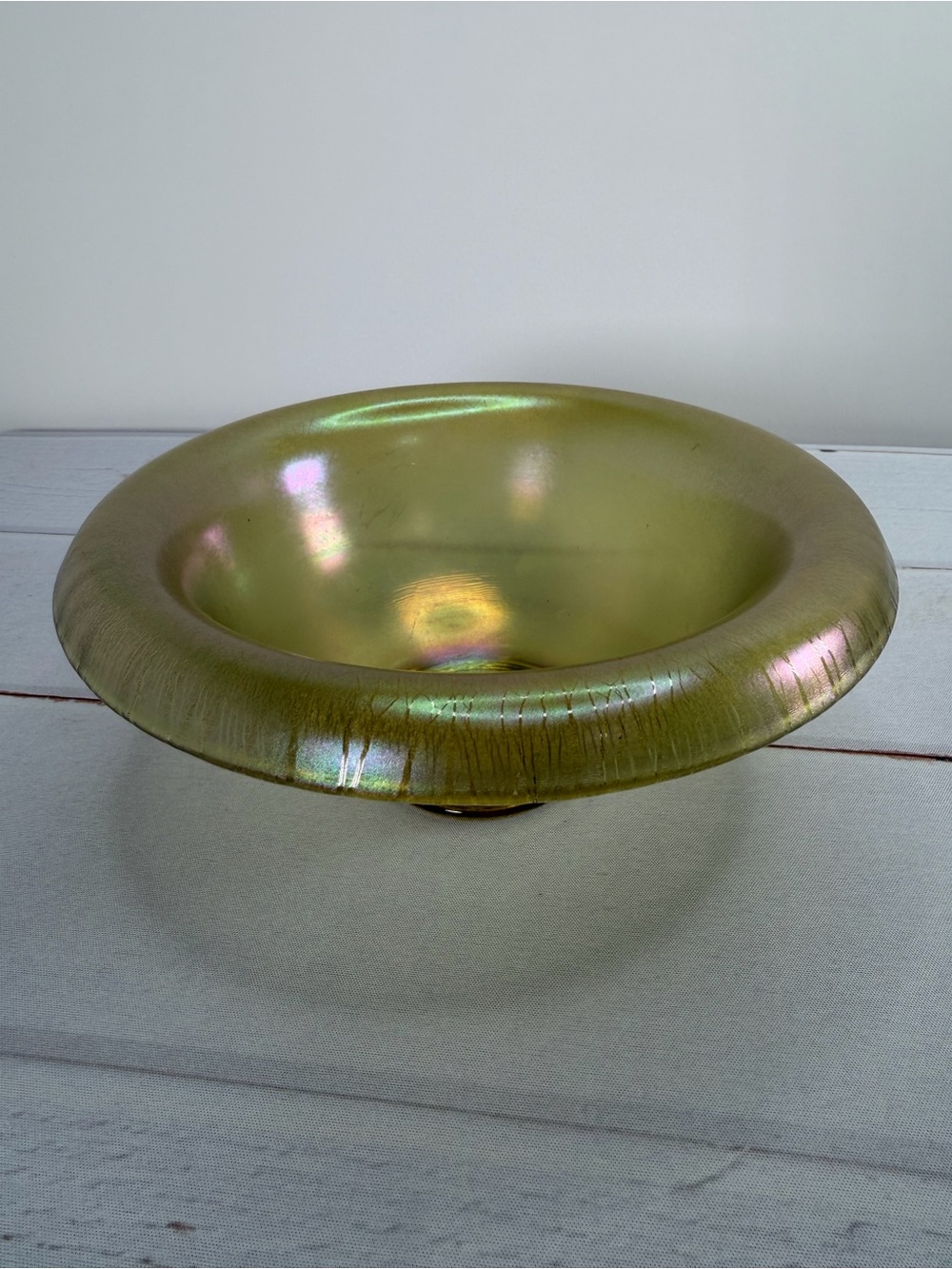 Antique c. 1920s H. Northwood & Co. No. 659 "Russet" Stretch Glass Console Bowl - Picture 3 of 14